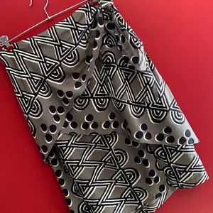 Maeve Black and White Geometric Pencil Skirt